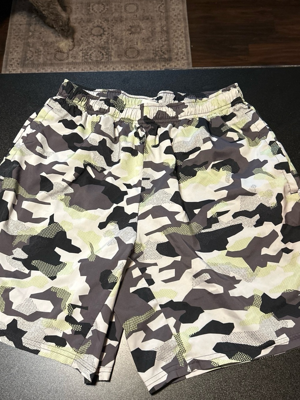 Gymshark Black, White & Lime Camo Shorts